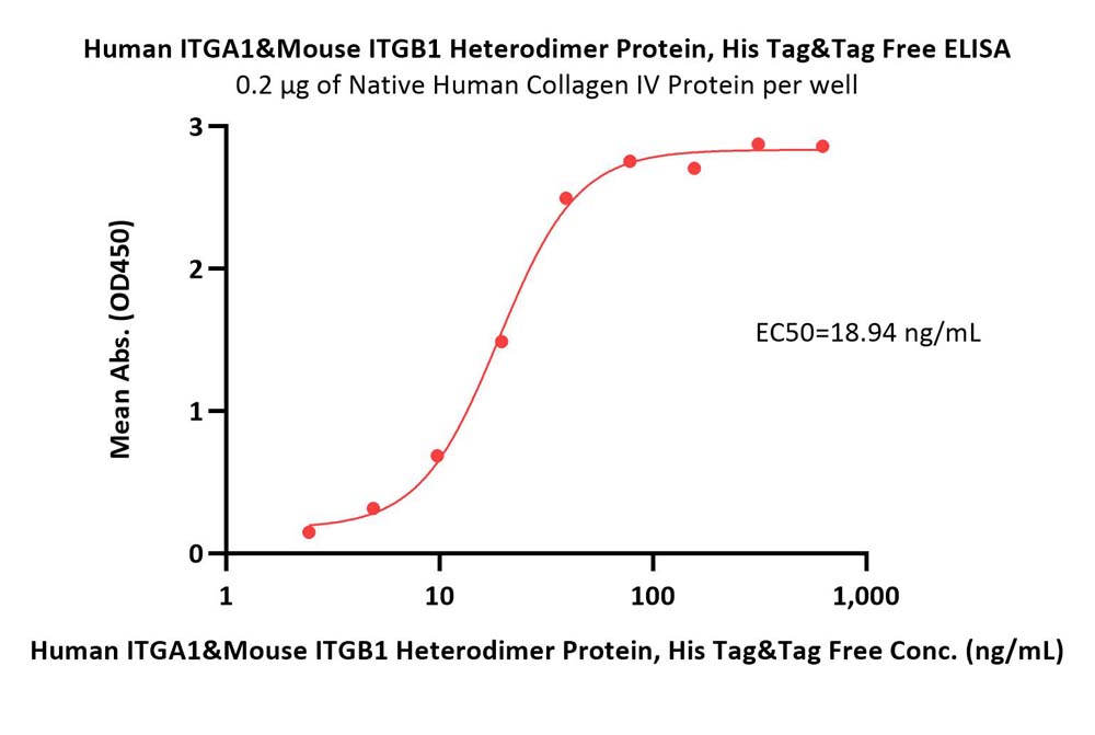 Human/Mouse alpha 1 beta 1 (ITGA1&ITGB1) Protein, His Tag&Tag F