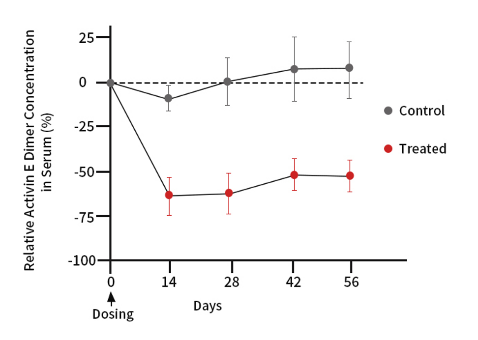 Serum Activin E suppression following INHBE siRNA treatment in NHP